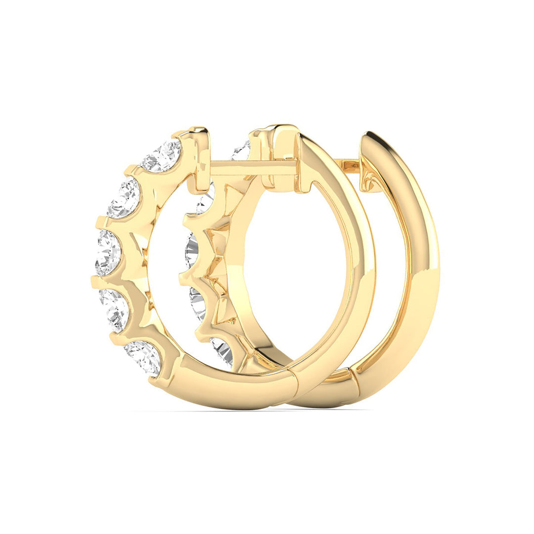 1/2 Carat Tw Natural Channel Set Diamond Hoop Earrings In 14K Yellow Gold