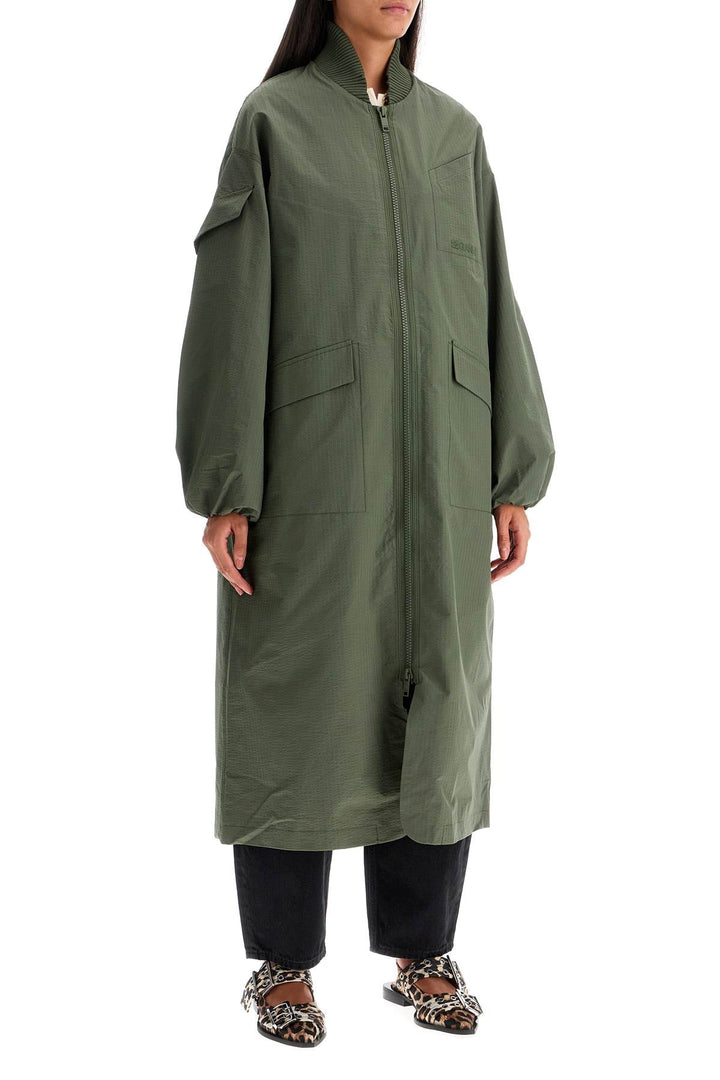 Ganni Long Tech Seersucker Trench