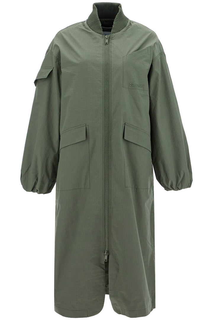 Ganni Long Tech Seersucker Trench