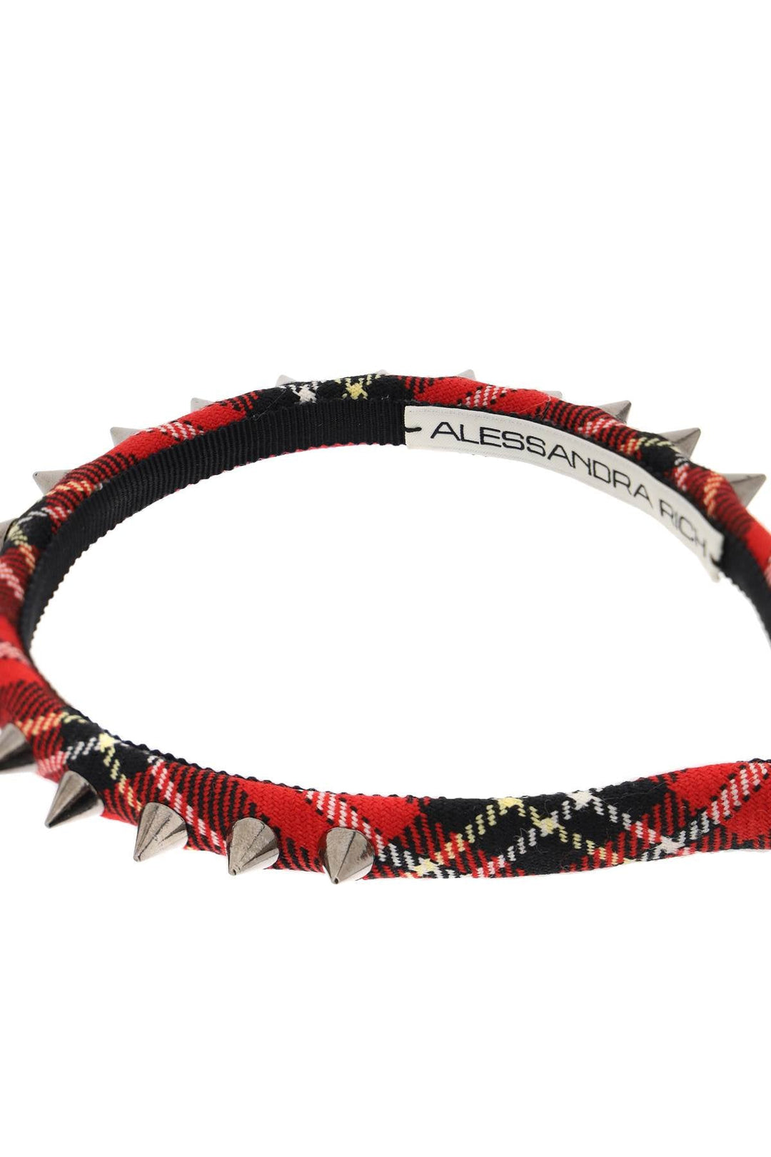 Alessandra Rich Tartan Headband With Spike