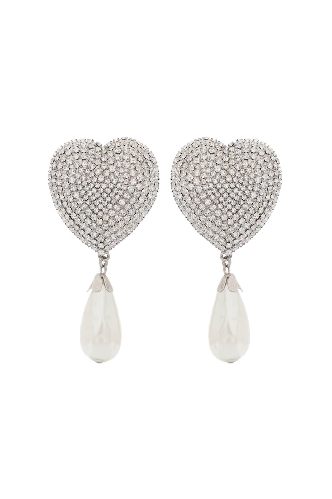 Pendientes de cristal con forma de corazón y perlas de Alessandra Rich