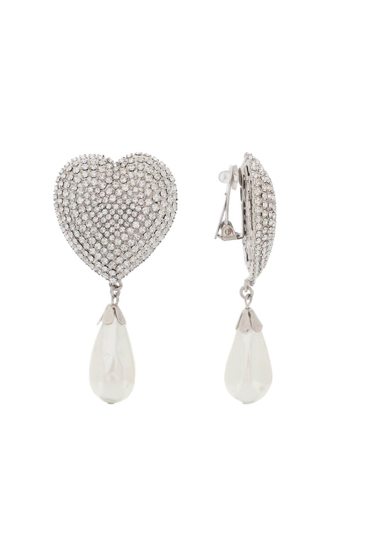 Pendientes de cristal con forma de corazón y perlas de Alessandra Rich