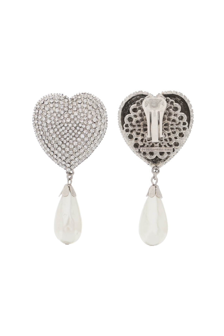 Pendientes de cristal con forma de corazón y perlas de Alessandra Rich