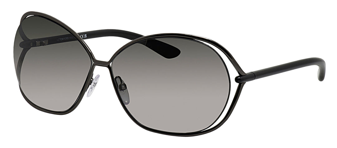 Tom Ford FT 0157 08B Round Metal Gunmetal Sunglasses with Smoke Gradient Lens