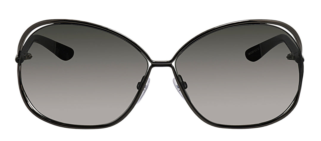 Tom Ford FT 0157 08B Round Metal Gunmetal Sunglasses with Smoke Gradient Lens