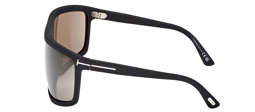 Tom Ford FT 1066 02L Wrap Plastic Black Sunglasses with Brown Lens