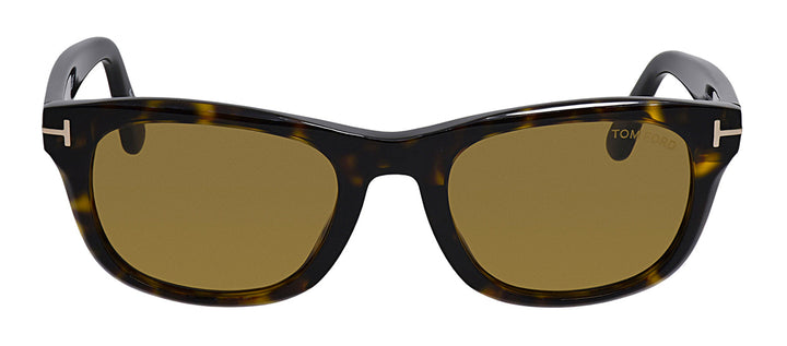 Tom Ford FT 1076 52E Rectangular Acetate Dark Havana Sunglasses with Brown Solid Color Lens