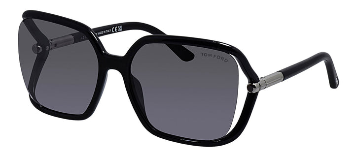 Tom Ford FT 1089 01C Butterfly Plastic Black Sunglasses with Smoke Mirror Lens