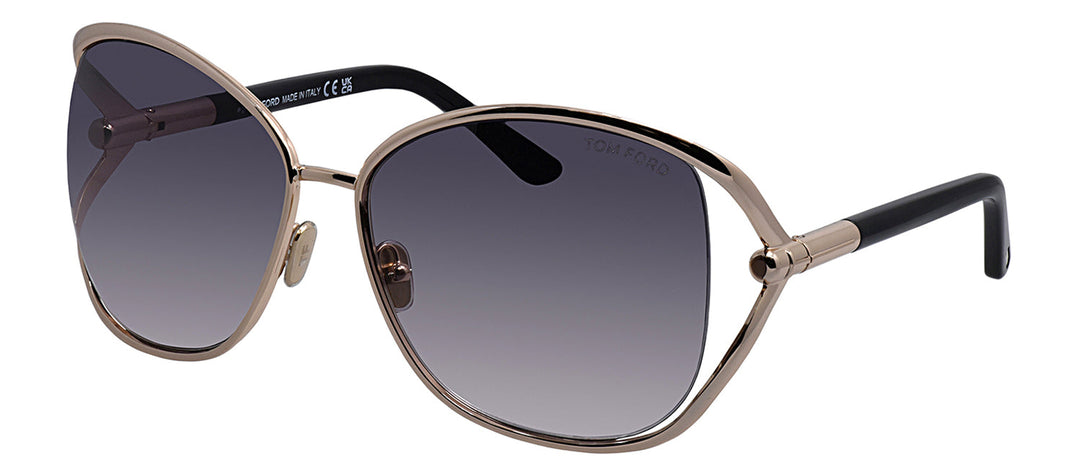 Tom Ford FT 1091 28B Butterfly Metal Gold Sunglasses with Smoke Gradient Lens