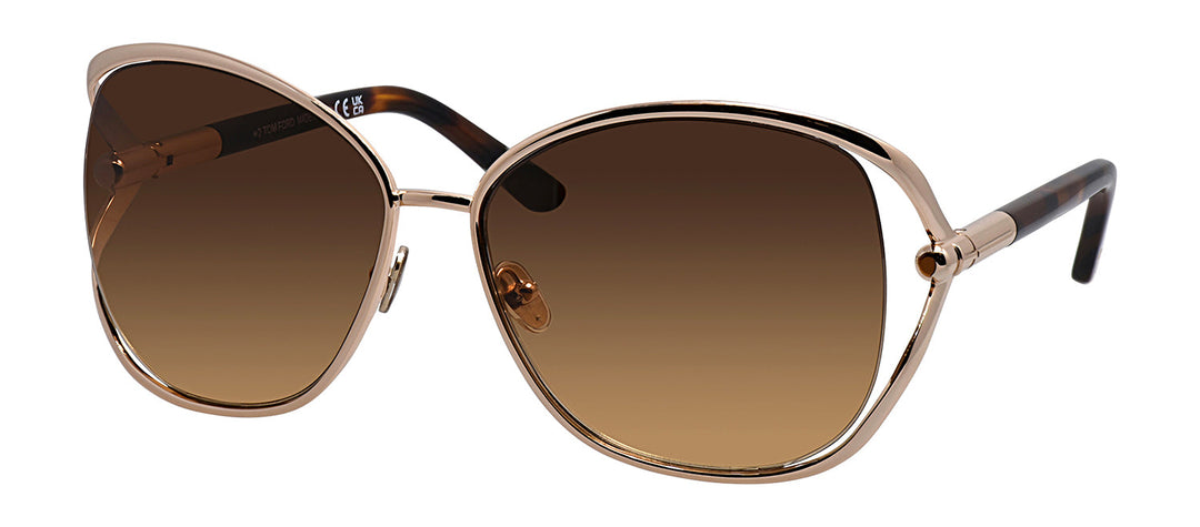 Tom Ford FT 1091 28F Butterfly Metal Gold Sunglasses with Brown Classic Lens