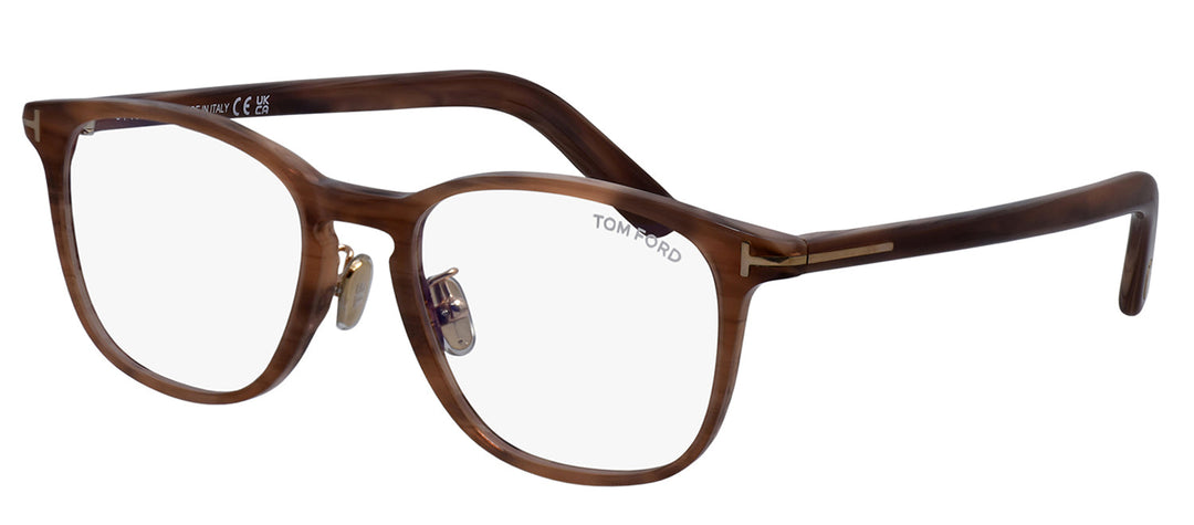 Tom Ford FT 5918-D-B 045 Round Plastic Black Eyeglasses with Logo Stamped Demo Lenses