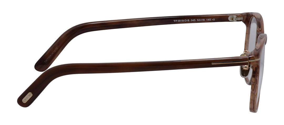 Tom Ford FT 5918-D-B 045 Round Plastic Black Eyeglasses with Logo Stamped Demo Lenses