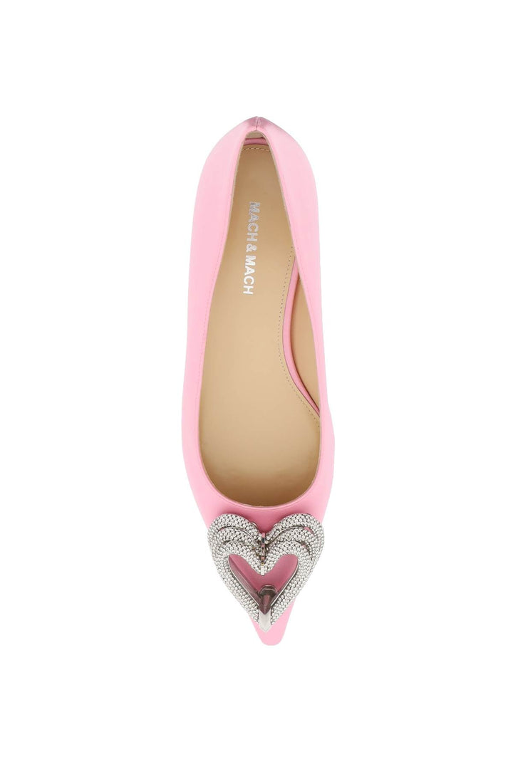 Mach E Mach Satin Ballet Flats With Crystals