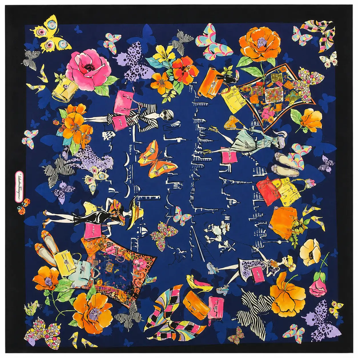 Ferragamo Fo Shopping Scarf Notte Bluett