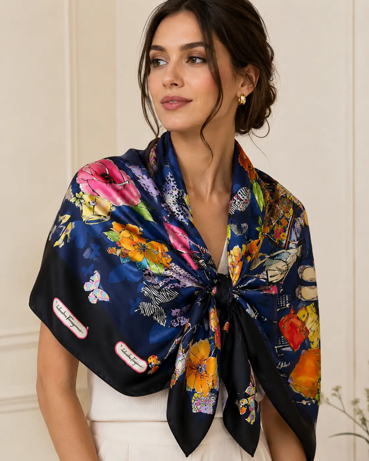 Ferragamo Fo Shopping Scarf Notte Bluett