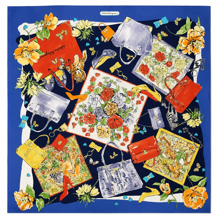Ferragamo Fo Shopping Scarf Blue