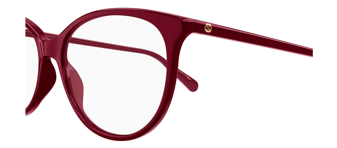 Gucci GG 0550O 011 Cat-Eye Plastic Burgundy Eyeglasses with Logo Stamped Demo Lenses
