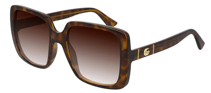 Gucci GG 0632S 002 Square Plastic Havana Sunglasses with Brown Gradient Lens