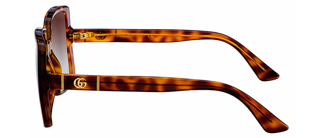 Gucci GG 0632S 002 Square Plastic Havana Sunglasses with Brown Gradient Lens