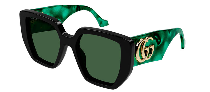 Gucci GG 0956S 001 Oversized Plastic Black Sunglasses with Green Lens