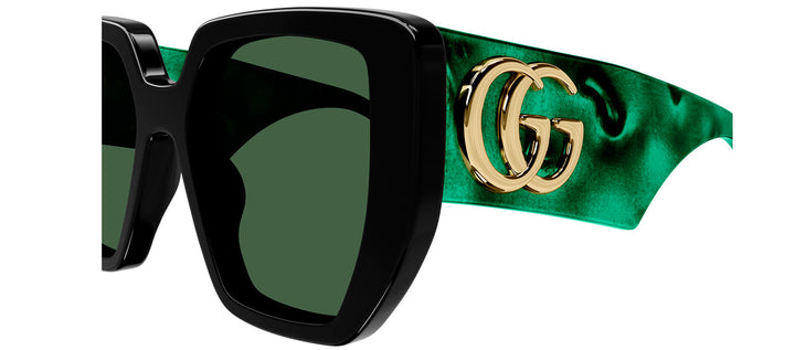 Gucci GG 0956S 001 Oversized Plastic Black Sunglasses with Green Lens