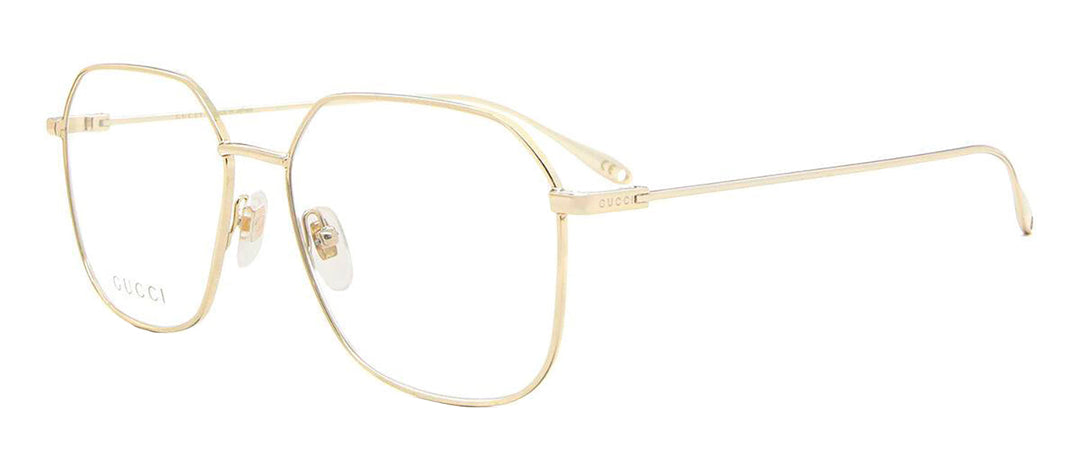 Gucci GG 1032O 005 Rectangle Metal Gold Eyeglasses with Logo Stamped Demo Lens