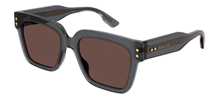 Gucci GG 1084S 004 Square Plastic Grey Sunglasses with Brown Lens