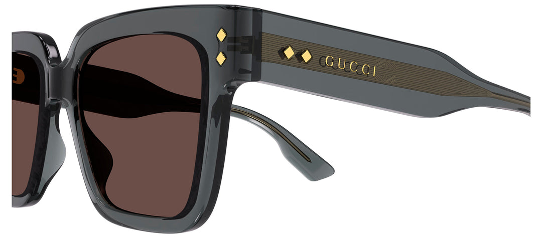Gucci GG 1084S 004 Square Plastic Grey Sunglasses with Brown Lens