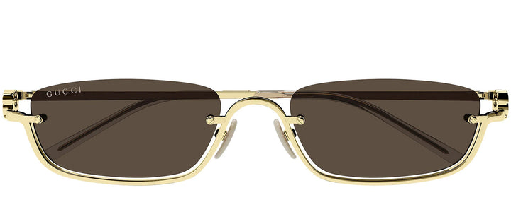 Gucci GG 1278S 001 Semi-Rimless Metal Gold Sunglasses with Brown Lens