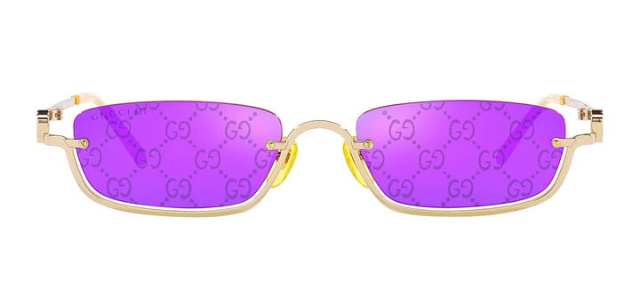 Gucci GG 1278S 005 Semi-Rimless Metal Gold Sunglasses with Purple Lens