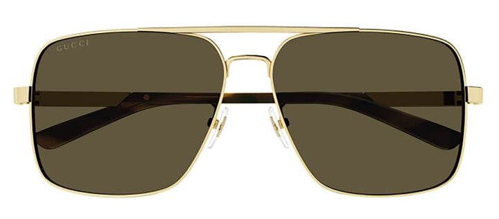 Gucci GUCCI LOGO GG 1289S 002 Square Metal Gold Sunglasses with Brown Lens