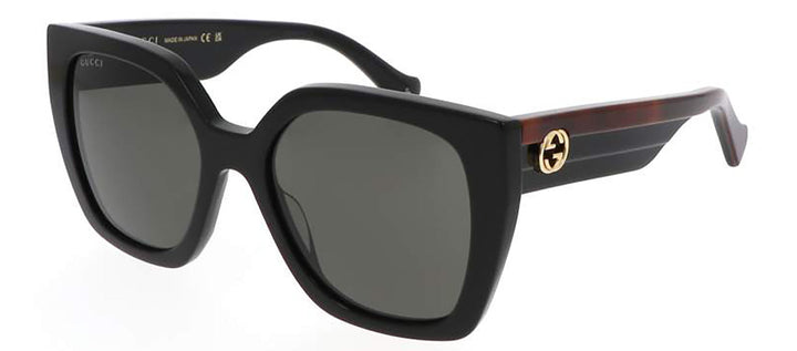 Gucci WEB GG 1300S 001 Square Plastic Black Sunglasses with Grey Lens