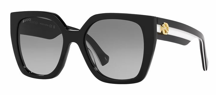 Gucci WEB GG 1300S 004 Square Plastic Black Sunglasses with Grey Gradient Lens