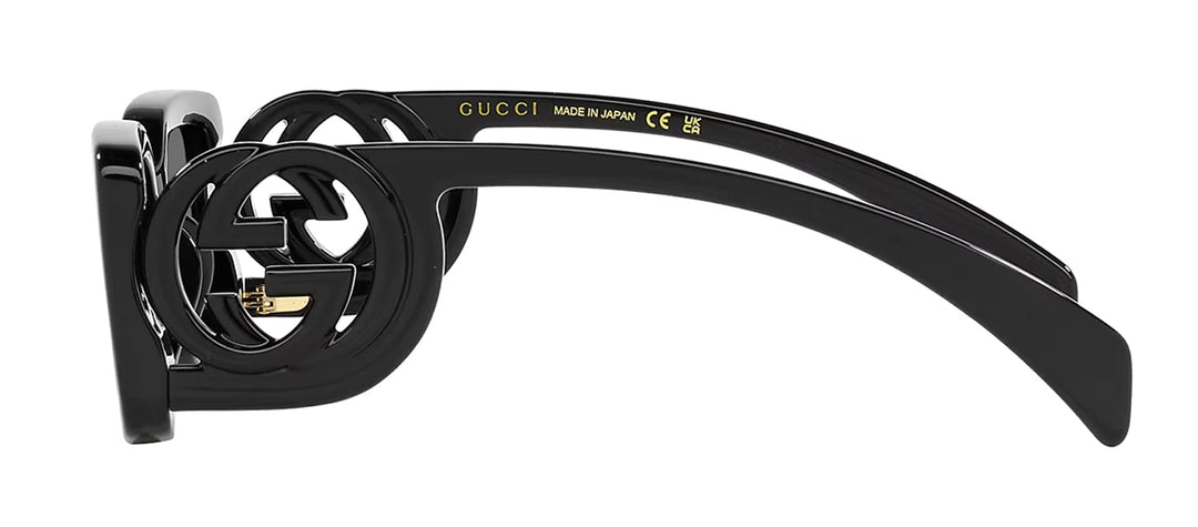 Gucci GG LOGO GG 1325S 001 Rectangle Plastic Black Sunglasses with Grey Lens