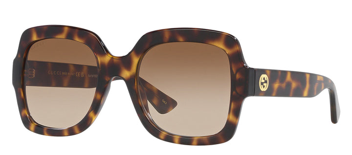 Gucci GG 1337S 003 Square Plastic Havana Sunglasses with Brown Gradient Lens