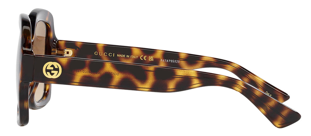 Gucci GG 1337S 003 Square Plastic Havana Sunglasses with Brown Gradient Lens