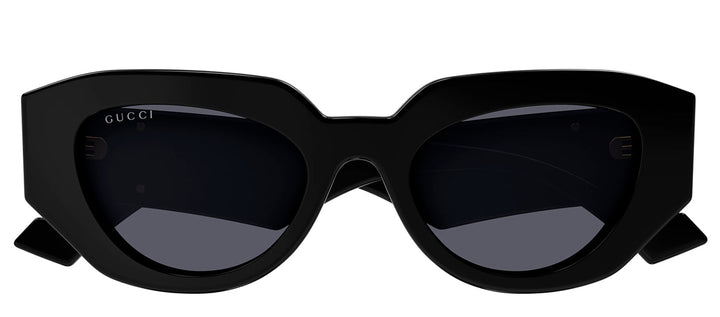 Gucci GG 1421S 001 Geometric Plastic Black Sunglasses with Grey Lens