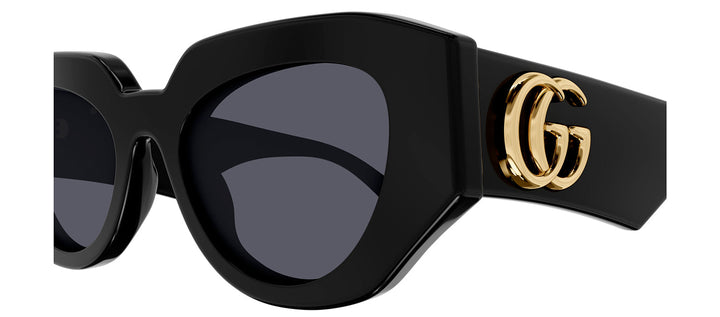 Gucci GG 1421S 001 Geometric Plastic Black Sunglasses with Grey Lens