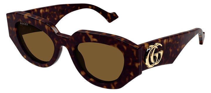Gucci GG 1421S 002 Cat-Eye Plastic Tortoise Sunglasses with Brown Lens