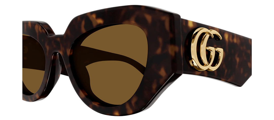 Gucci GG 1421S 002 Cat-Eye Plastic Tortoise Sunglasses with Brown Lens