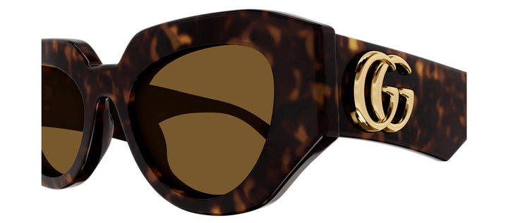 Gucci GG 1421S 002 Cat-Eye Plastic Tortoise Sunglasses with Brown Lens