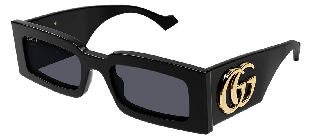 Gucci GG 1425S 001 Rectangle Plastic Black Sunglasses with Grey Lens