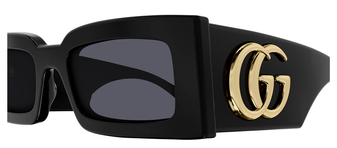 Gucci GG 1425S 001 Rectangle Plastic Black Sunglasses with Grey Lens