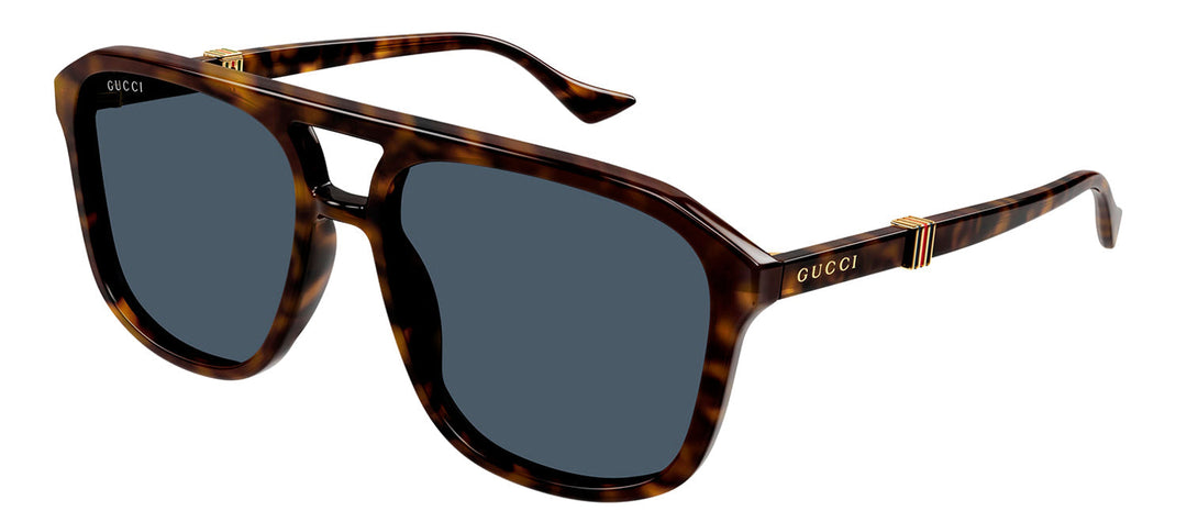 Gucci GG 1494S 002 Pilot Plastic Havana Sunglasses with Blue Lens