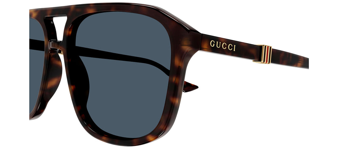 Gucci GG 1494S 002 Pilot Plastic Havana Sunglasses with Blue Lens