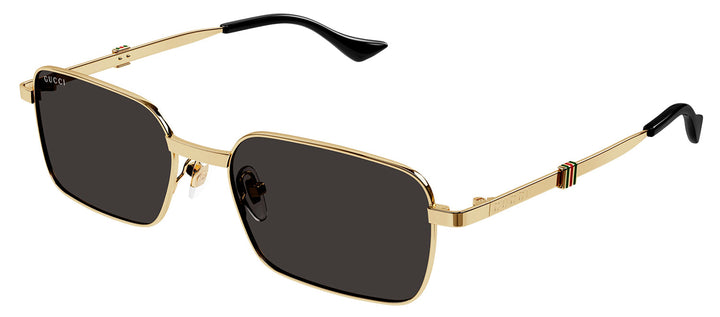 Gucci GG 1495S 001 Rectangle Metal Gold Sunglasses with Grey Lens