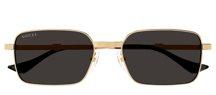 Gucci GG 1495S 001 Rectangle Metal Gold Sunglasses with Grey Lens