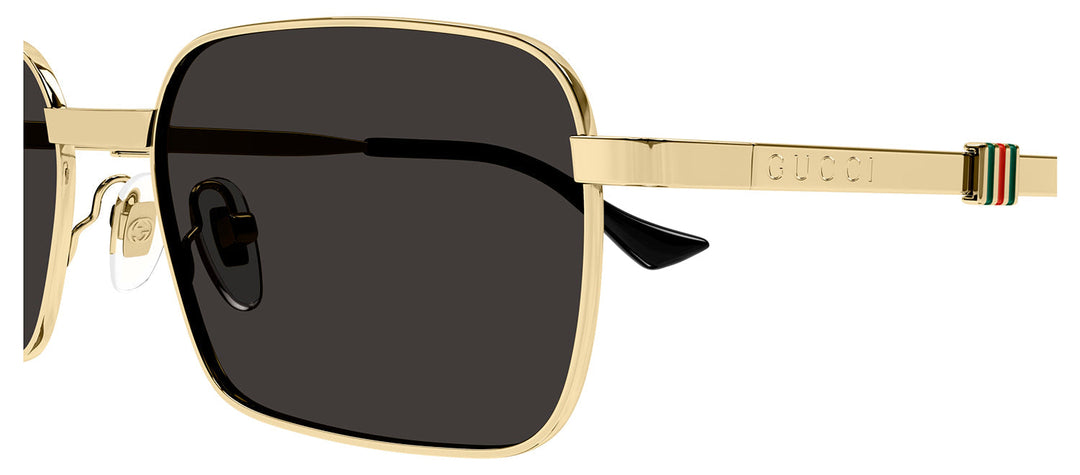 Gucci GG 1495S 001 Rectangle Metal Gold Sunglasses with Grey Lens