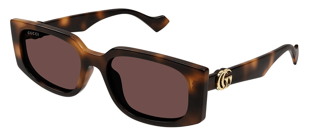 Gucci GG 1534S 002 Rectangle Plastic Havana Sunglasses with Brown Lens
