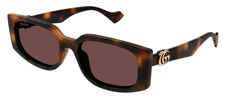 Gucci GG 1534S 002 Rectangle Plastic Havana Sunglasses with Brown Lens